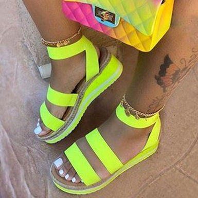 Brightly Strappy Wedge Sandals Ankle Straps Open Toes