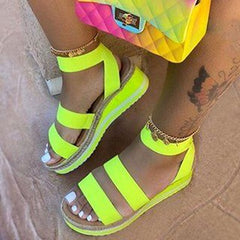 Brightly Strappy Wedge Sandals Ankle Straps Open Toes