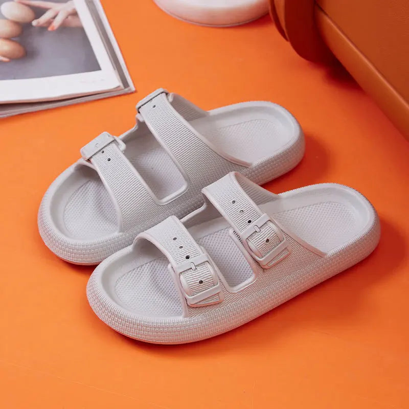 Buckle Soft Sole Cloud Slides Beach Style Flip Flops Thick Platform Slippers