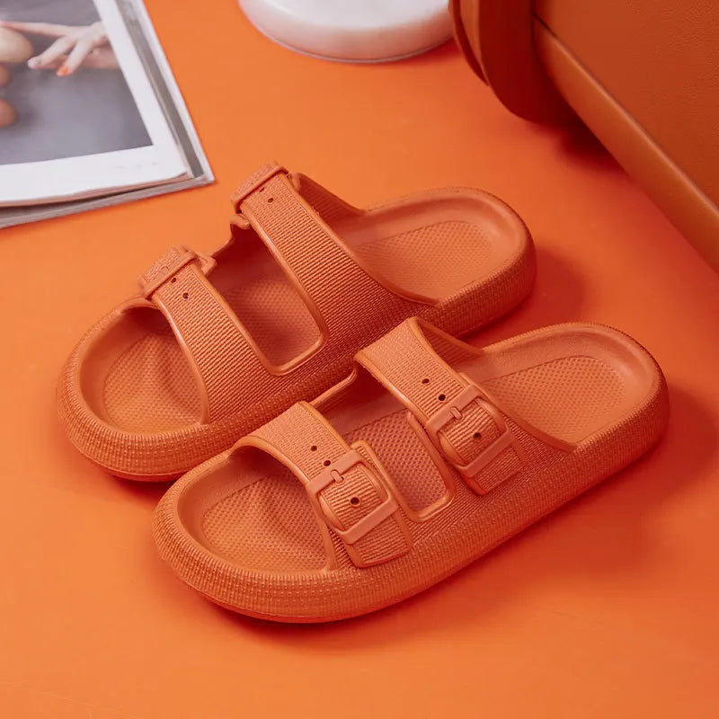 Buckle Soft Sole Cloud Slides Beach Style Flip Flops Thick Platform Slippers