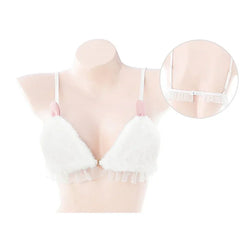 Bunny Girl Cosplay Sweater Underwear Lingerie White Plush Rabbit Ear Bra and Panties Suit Exotic Outfits Costumes