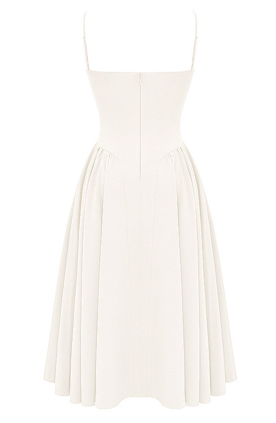 Bustier A Line Midi Dress White