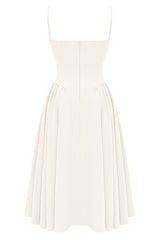 Bustier A Line Midi Dress White
