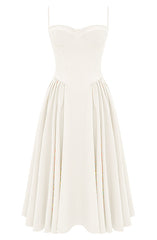 Bustier A Line Midi Dress White