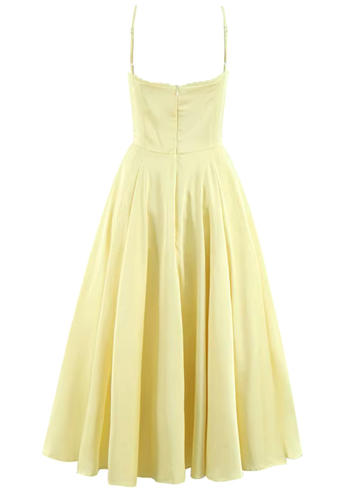 Bustier Skater Midi Dress Yellow