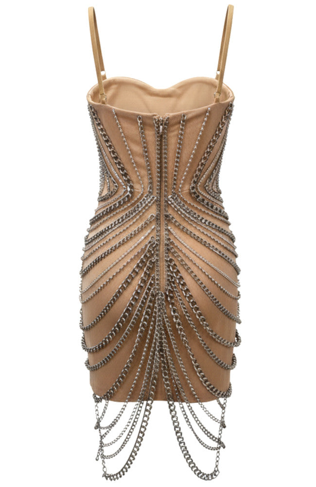 Chain Detail Dress Nude
