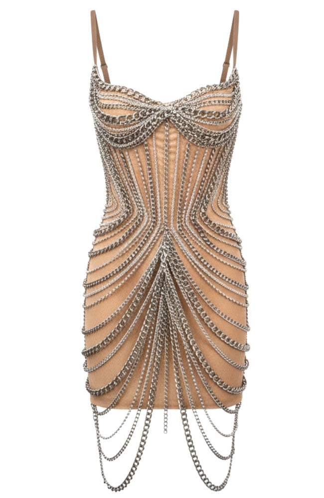 Chain Detail Dress Nude