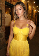 Bustier Tassel Maxi Dress Yellow