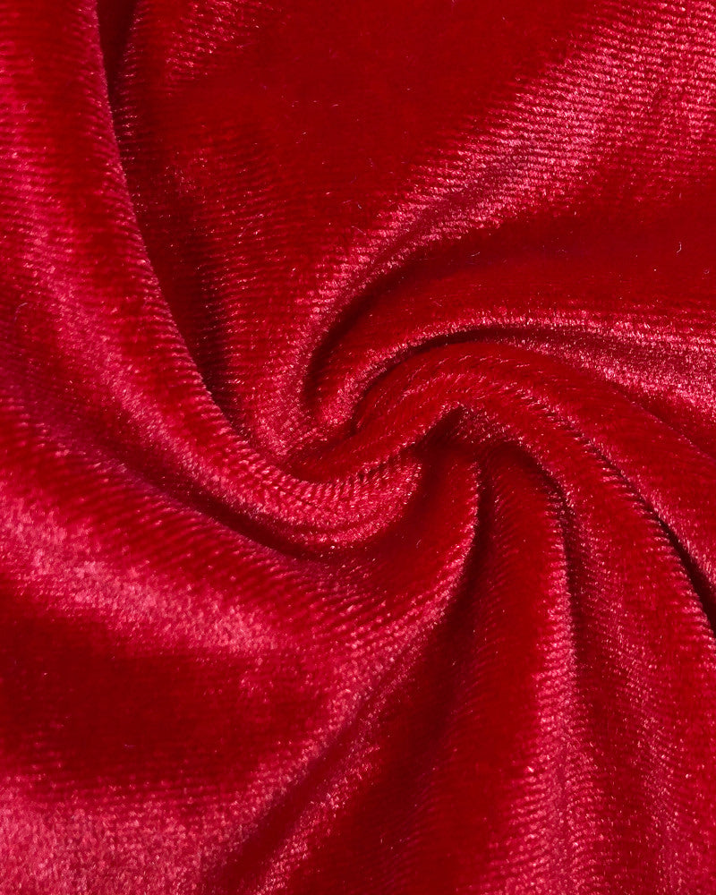 Bustier Detail Velvet Jumpsuit Red