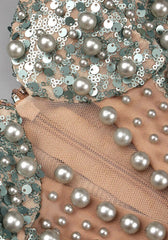 Bustier Sequin Embellished Mermaid Maxi Dress Green