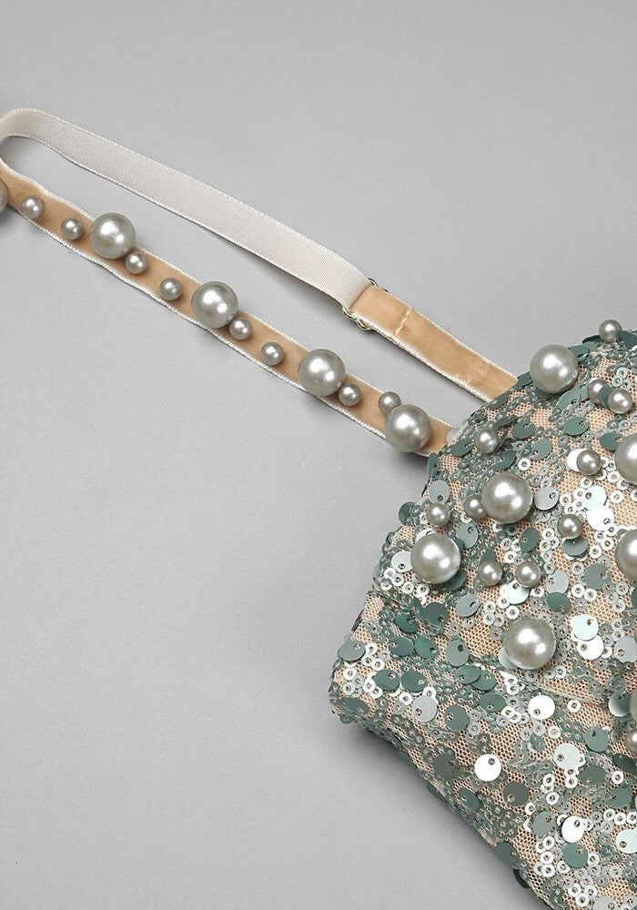 Bustier Sequin Embellished Mermaid Maxi Dress Green