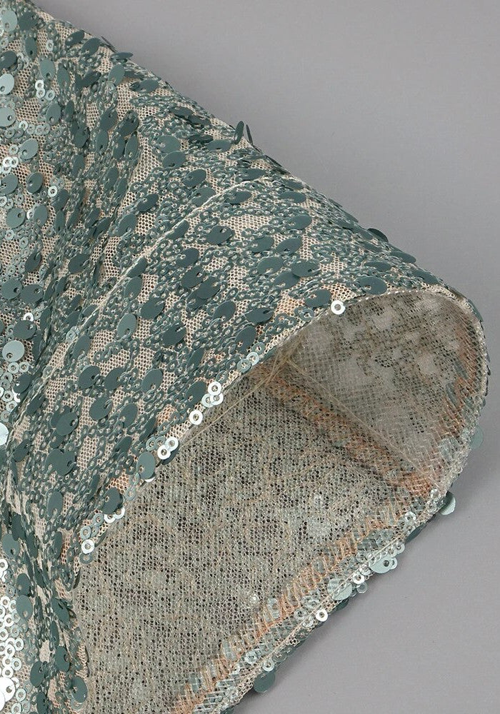 Bustier Sequin Embellished Mermaid Maxi Dress Green
