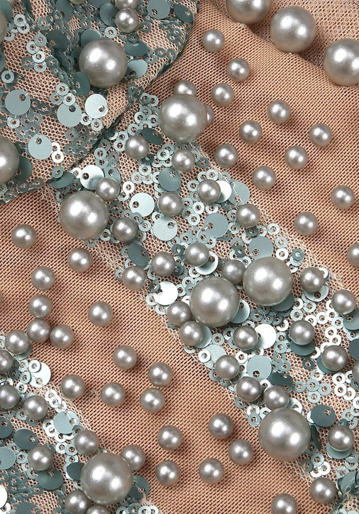 Bustier Sequin Embellished Mermaid Maxi Dress Green