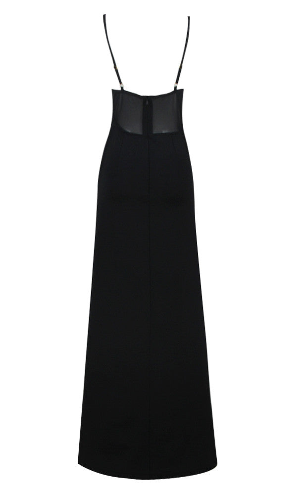 Bustier Rhinestone Star Maxi Dress Black