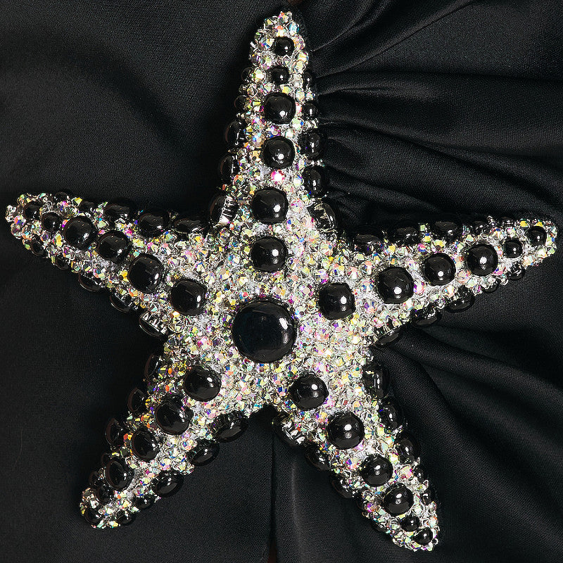 Bustier Rhinestone Star Maxi Dress Black
