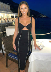 Bustier Sparkly Trim Midi Dress Black