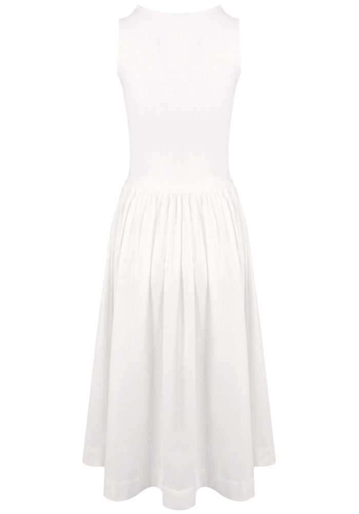 Butterfly Detail A Line Midi Dress White