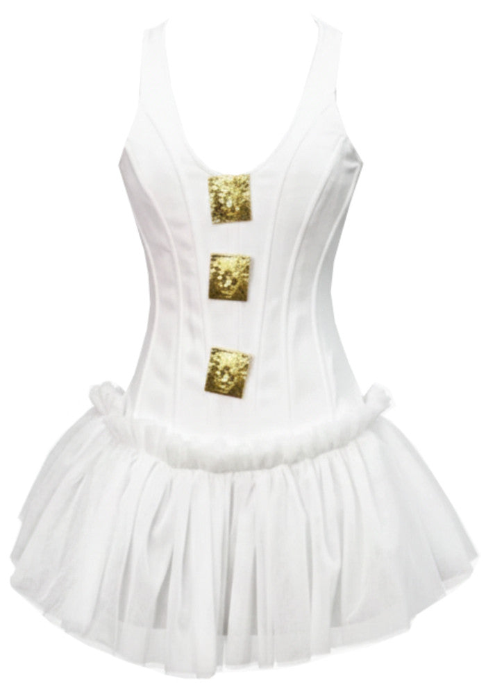 Mesh A Line Dress White