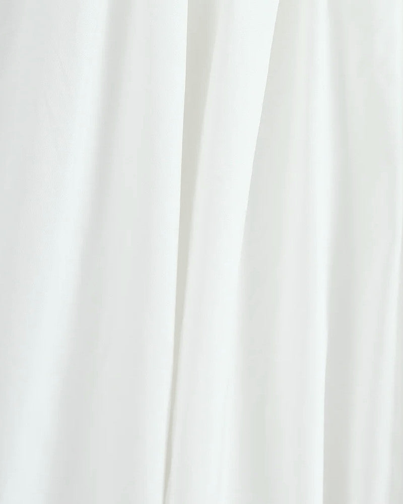 Bow Detail Button A Line Midi Dress White