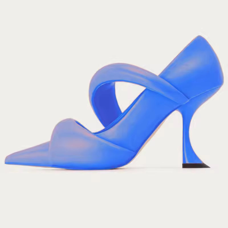 Candy Color Leather Pointed Designer Princess Slim Heel