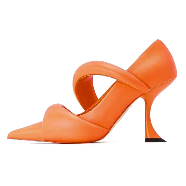 Candy Color Leather Pointed Designer Princess Slim Heel
