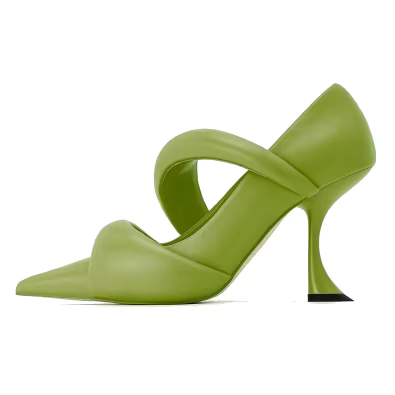 Candy Color Leather Pointed Designer Princess Slim Heel