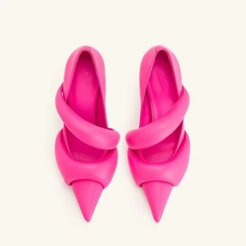 Candy Color Leather Pointed Designer Princess Slim Heel