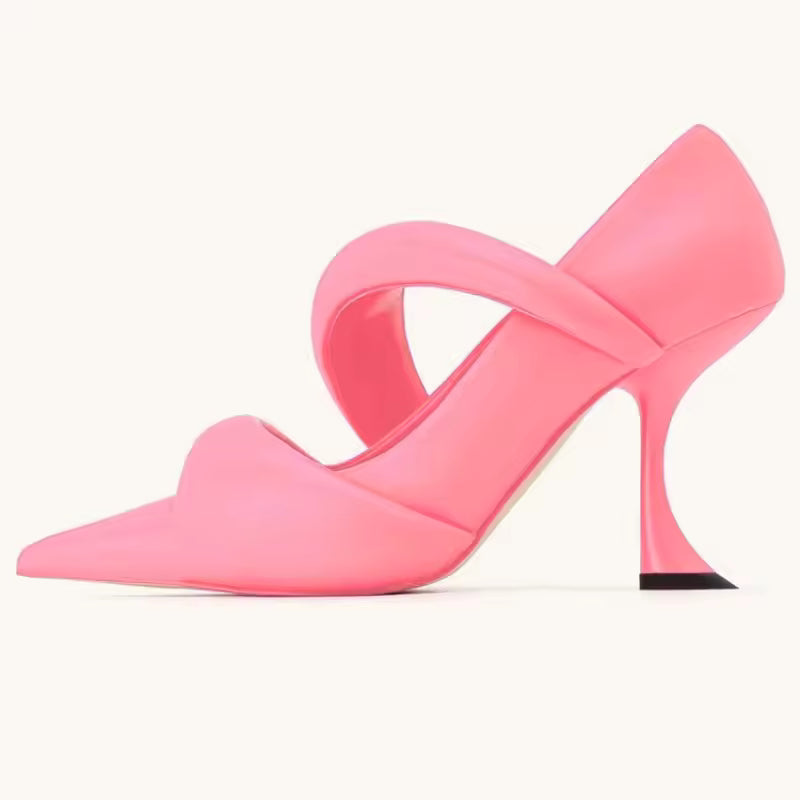 Candy Color Leather Pointed Designer Princess Slim Heel