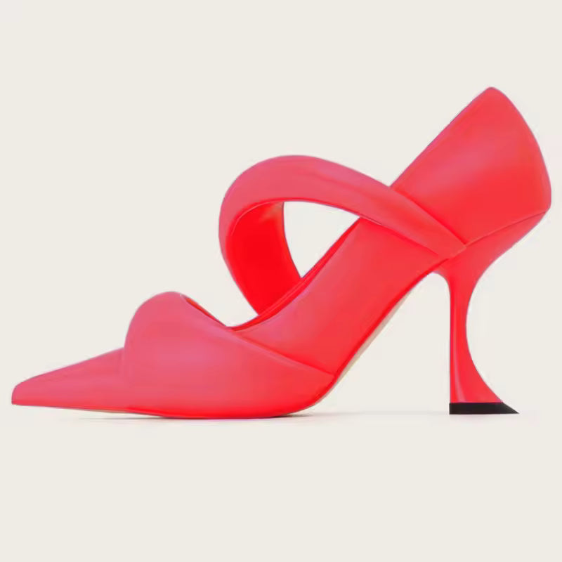 Candy Color Leather Pointed Designer Princess Slim Heel