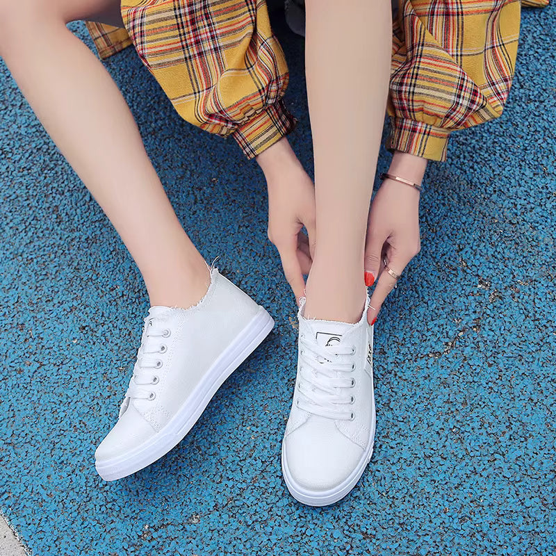 Comfortable Rubber Shallow Lace-up Sports Flat Shoes Sneakers