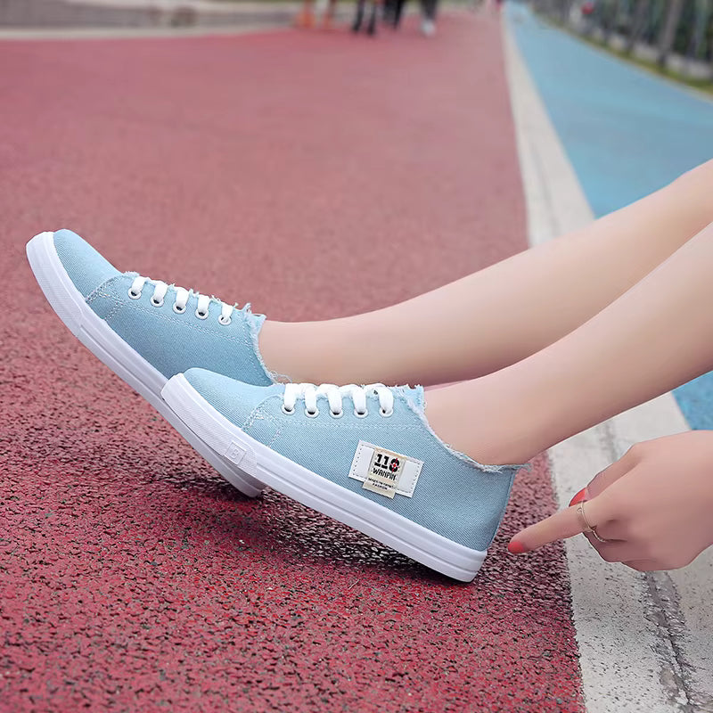 Comfortable Rubber Shallow Lace-up Sports Flat Shoes Sneakers