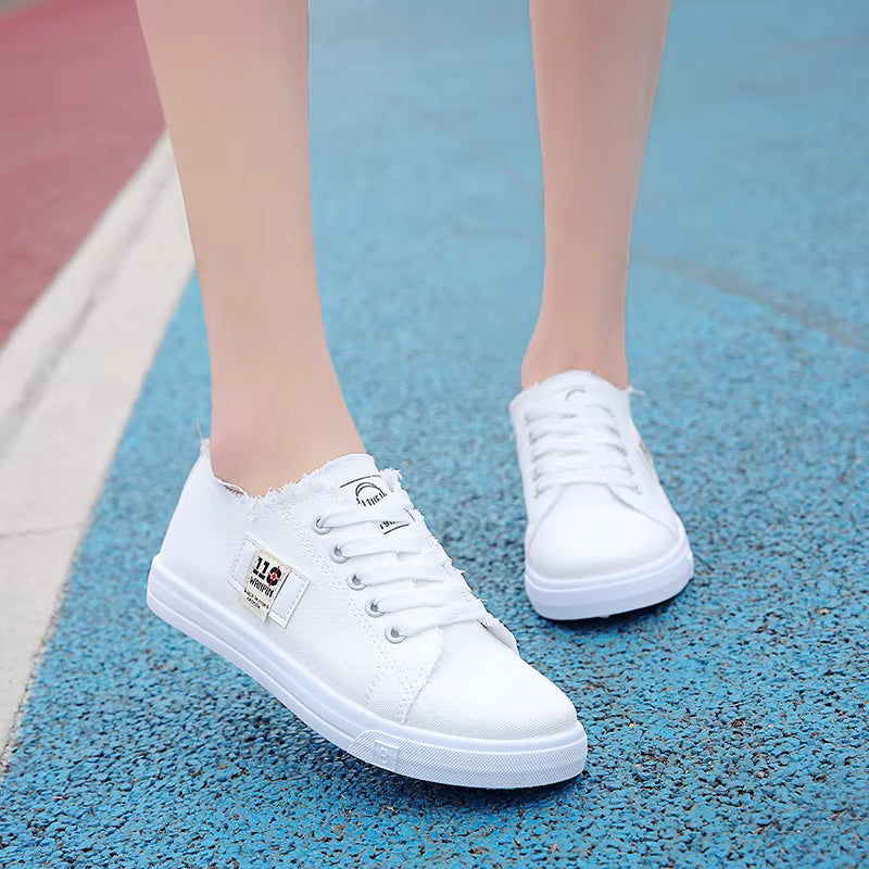 Comfortable Rubber Shallow Lace-up Sports Flat Shoes Sneakers