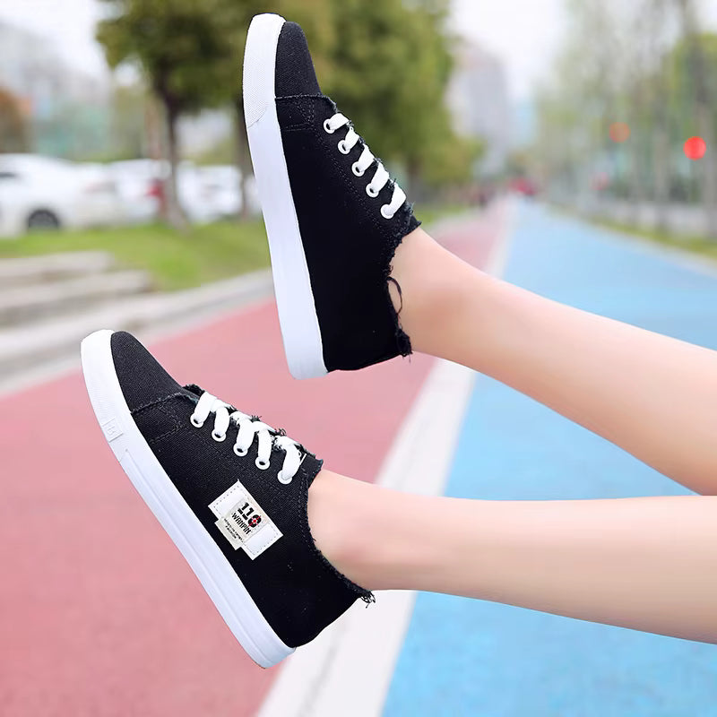 Comfortable Rubber Shallow Lace-up Sports Flat Shoes Sneakers