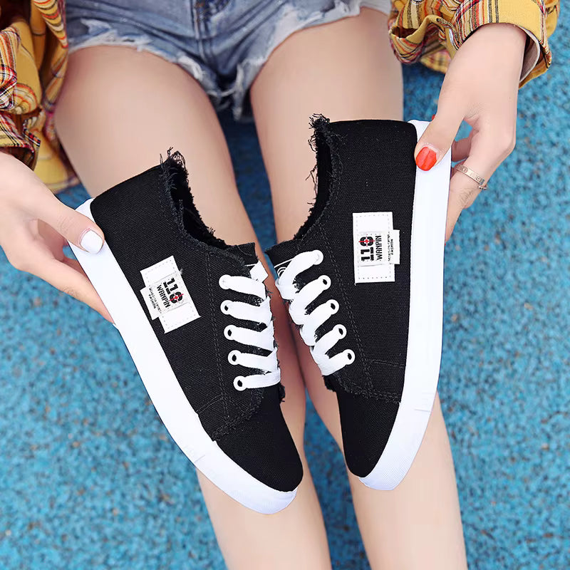 Comfortable Rubber Shallow Lace-up Sports Flat Shoes Sneakers