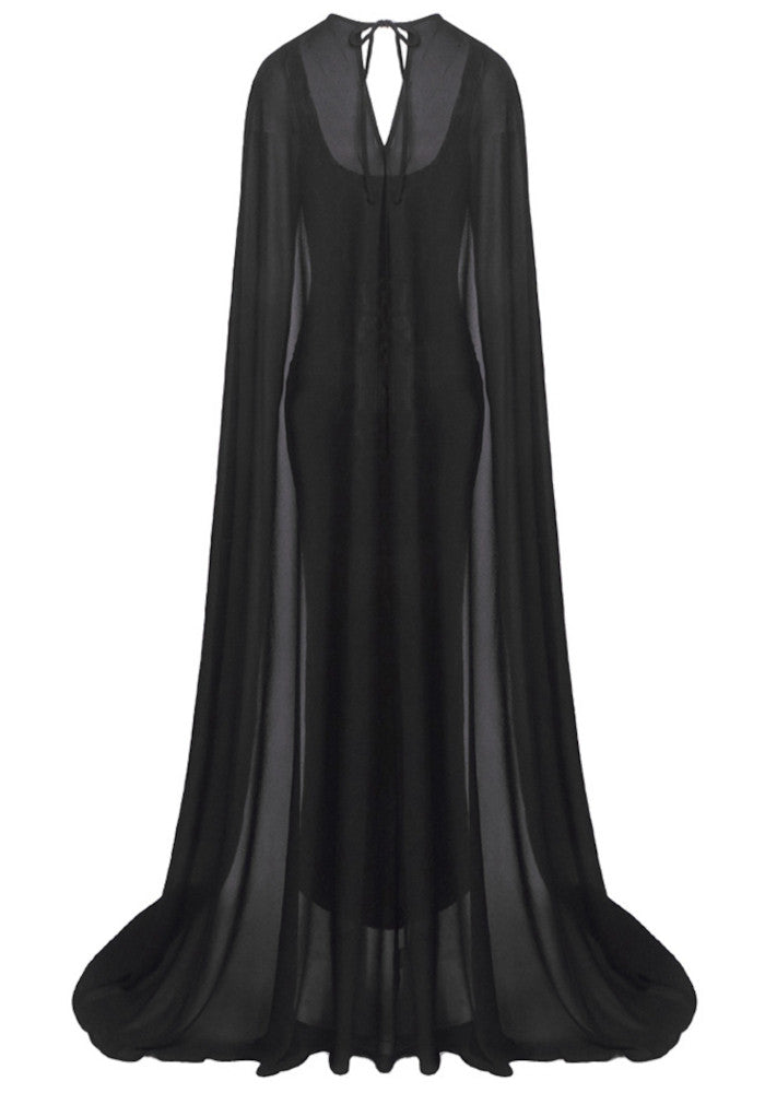 Cape Animal Print Maxi Dress