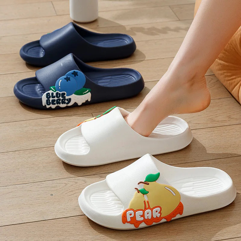 Cartoon Fruit Designer Slides Flats Bathroom Slipper Soft Beach Flip Flops