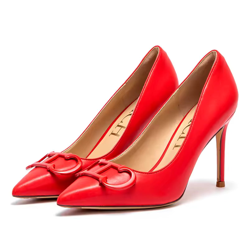Casual Ankle Strap Pointed Metal Buckle Party Carnival Thin High Heels