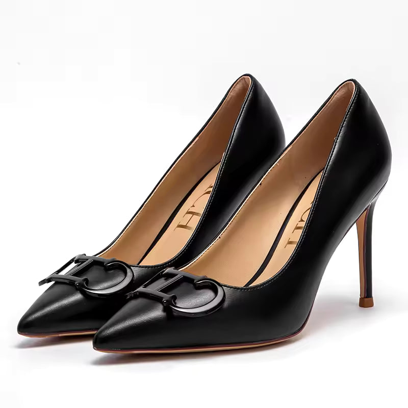 Casual Ankle Strap Pointed Metal Buckle Party Carnival Thin High Heels