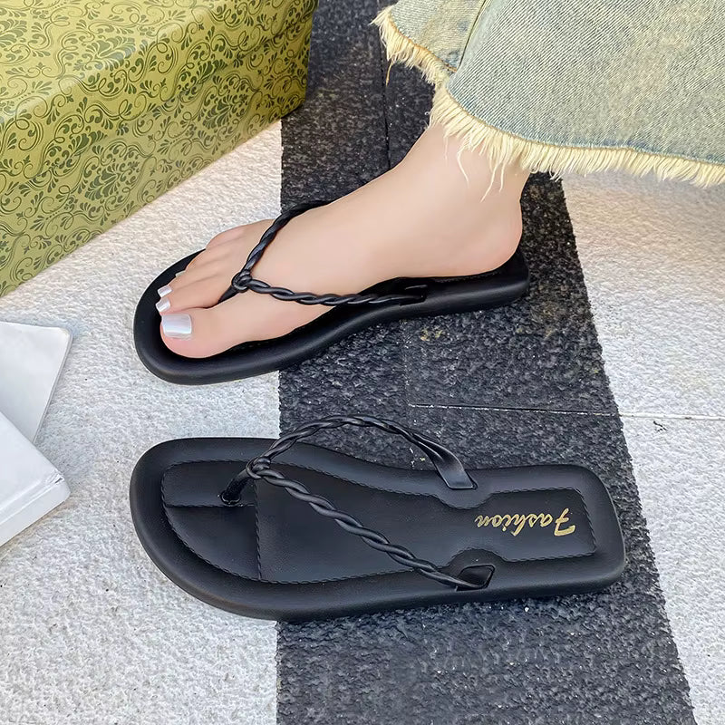 Casual Anti-Skid And Wear-Resistant Indoor Flat Flip-Flops Slippers