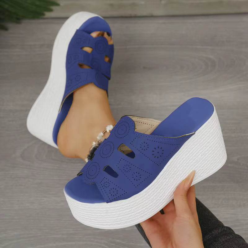 Casual Anti Slip Thick Bottom Hollow Out Wedge Platform Heel