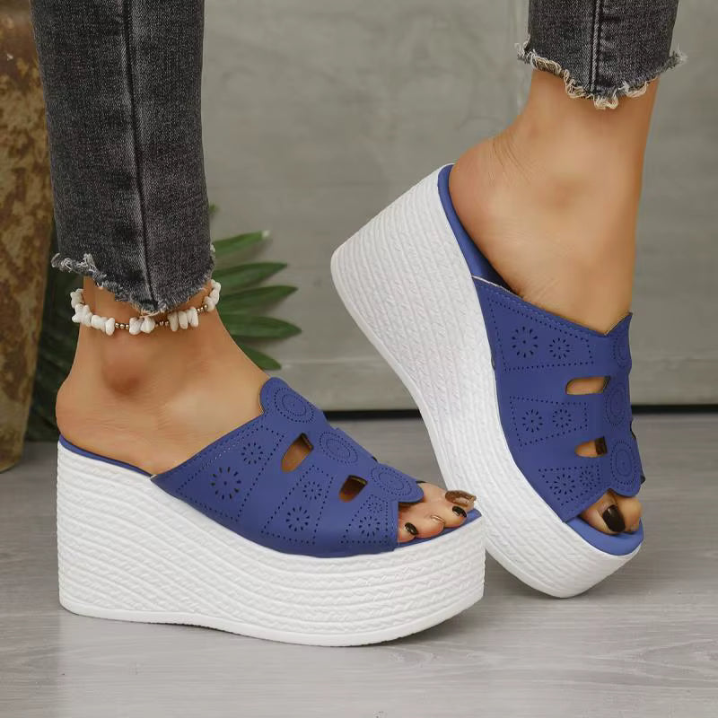 Casual Anti Slip Thick Bottom Hollow Out Wedge Platform Heel