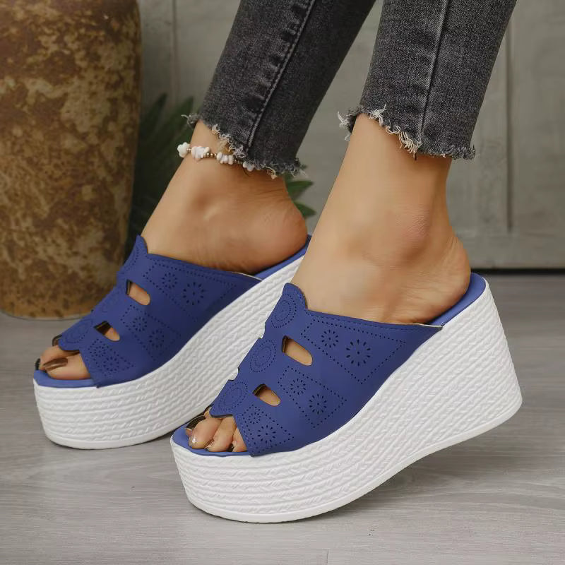 Casual Anti Slip Thick Bottom Hollow Out Wedge Platform Heel