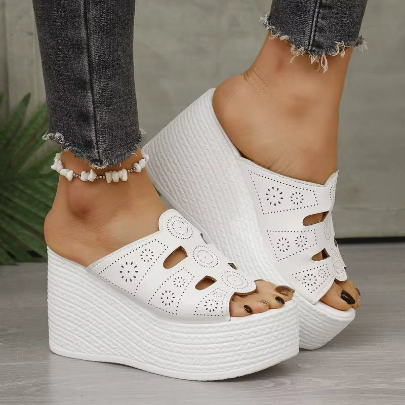Casual Anti Slip Thick Bottom Hollow Out Wedge Platform Heel