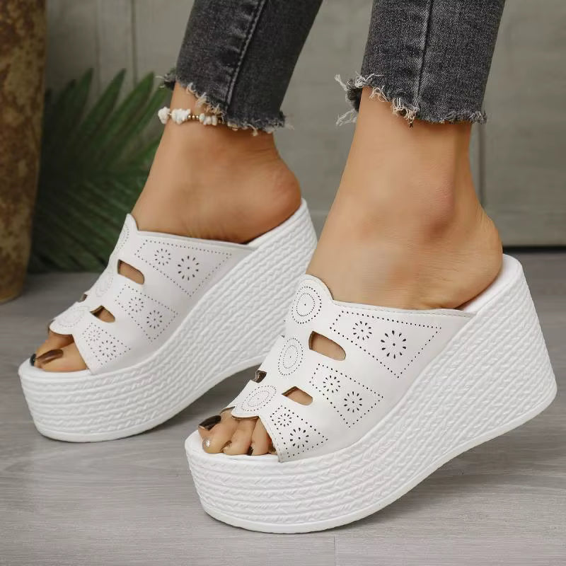 Casual Anti Slip Thick Bottom Hollow Out Wedge Platform Heel