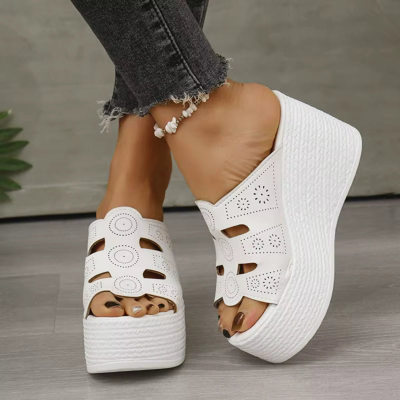 Casual Anti Slip Thick Bottom Hollow Out Wedge Platform Heel