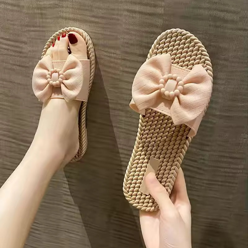 Casual Anti Slip Wear-Resistant Butterfly Bow Straight Cool Slippers