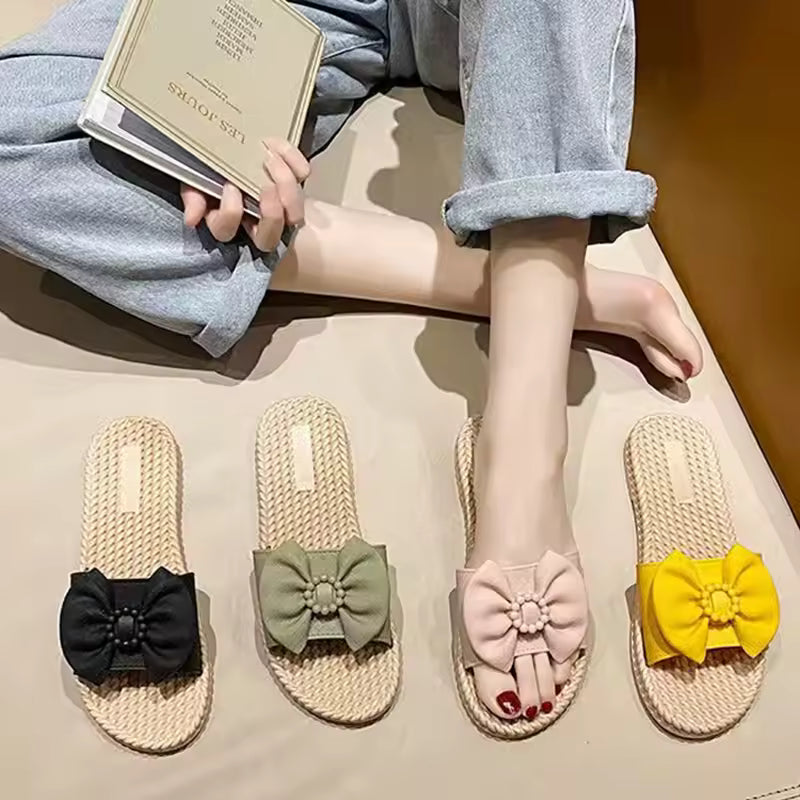Casual Anti Slip Wear-Resistant Butterfly Bow Straight Cool Slippers
