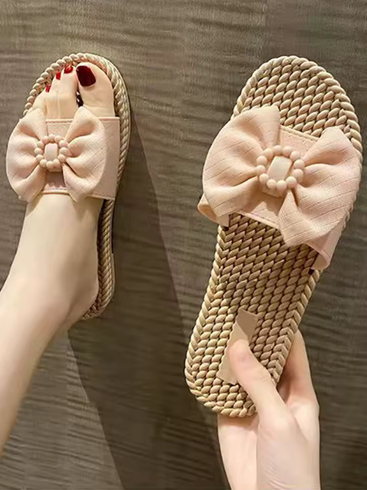 Casual Anti Slip Wear-Resistant Butterfly Bow Straight Cool Slippers