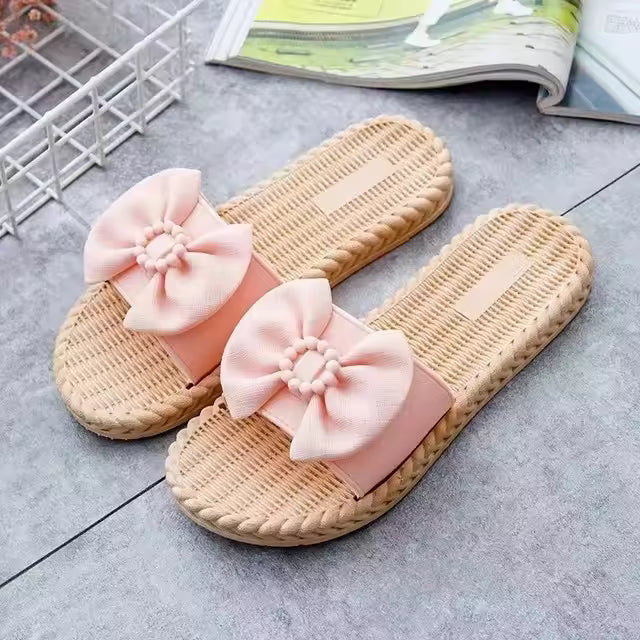 Casual Anti Slip Wear-Resistant Butterfly Bow Straight Cool Slippers