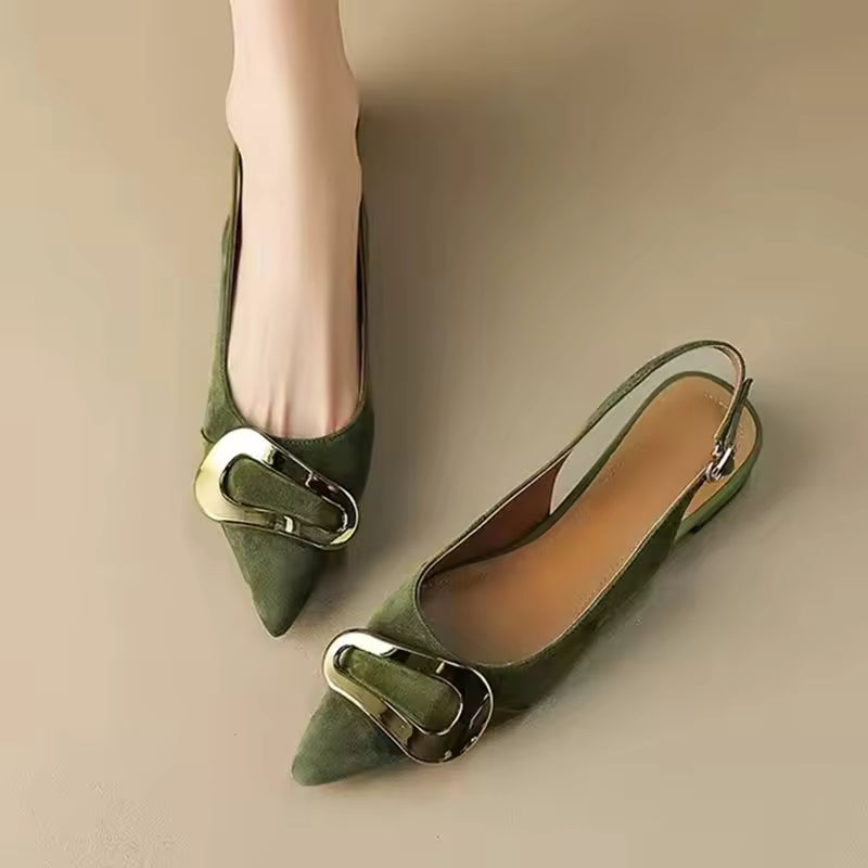 Casual Back Strap Shallow Latex Foam Sling-back Designer Pointed Toe Slippers